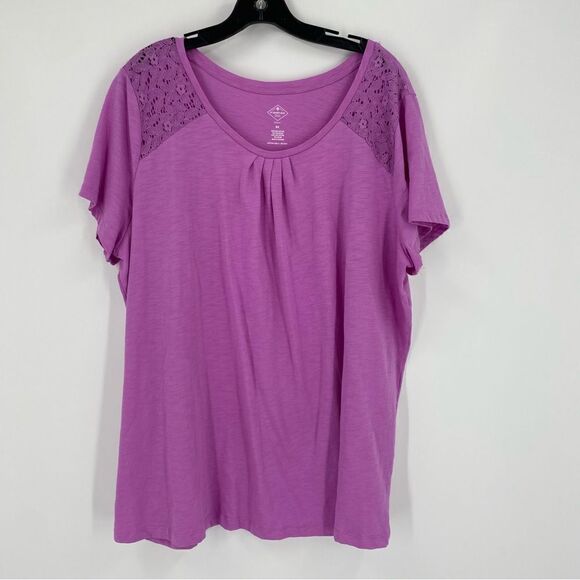 St. John’s Bay Women’s Round Neck Pink Short Bat Sleeve Teeshirt 3X - Picture 1 of 3